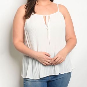 New  XL XXL  XXXL  White PLEATED CHIFFON TANK TOP